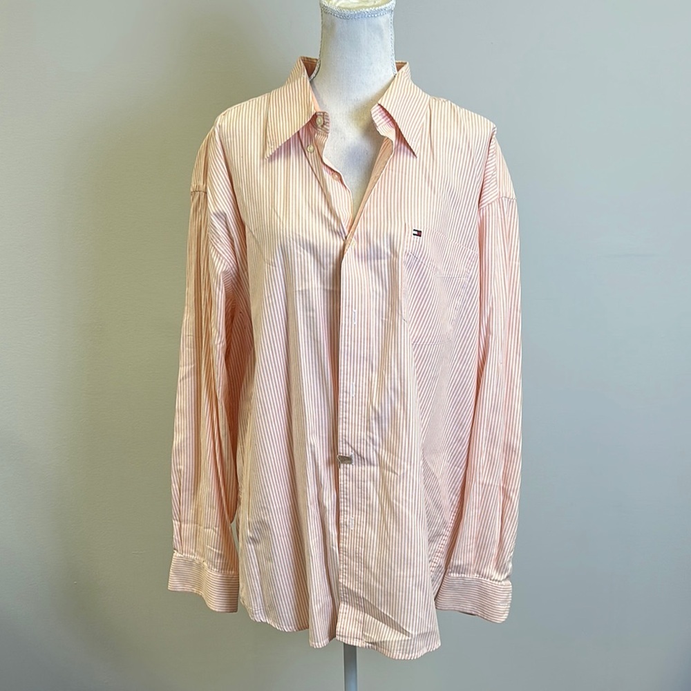Men's Tommy Hilfiger Peach Striped Button-Up Shirt